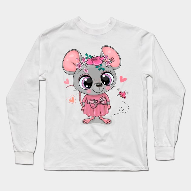 Cute Mouse Long Sleeve T-Shirt by Reginast777